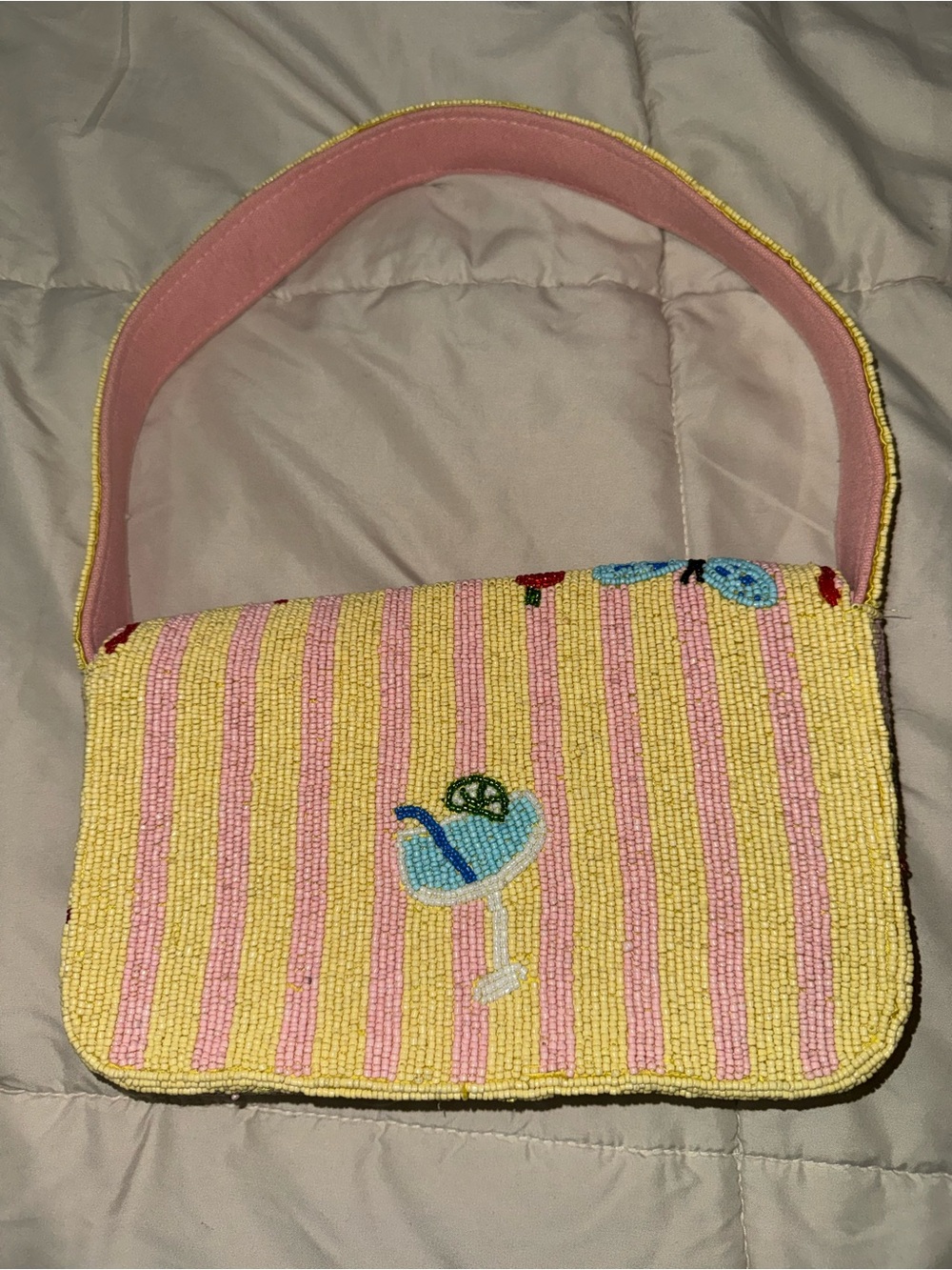 America & Beyond NWOT Beaded Pink Lemonade Shoulder Bag - Picture 2 of 3